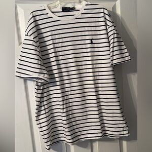 Polo mens white striped T-shirt, size large